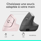 Logitech - Lift Souris Ergonomique Verticale - Rose-La durée de la batterie peut varier selon son utilisation et les conditions de l'ordinateur.