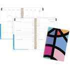 Mead - Agenda scolaire hebdomadaire/mensuel Shape It Up 2024-2025 - 5 3/4 po x 8 1/2 po - bleu - bilingue-Reliure à double spirale dorée