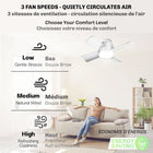 Bell+Howell - Lampe de ventilateur à douille de 15,7 po avec télécommande - Blanc-Rallonge de prise de 4,5 po incluse avec chaque ventilateur