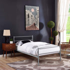 Modway - Alina Quai Cadre de lit simple, Gris-Cadre en acier robuste revêtu de poudre