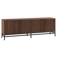Hudson&Canal - Meuble TV rectangulaire cannelé Montello pour téléviseurs jusqu'à 78 po - Noyer satiné-Un modèle de transition qui peut également servir de buffet ou de console