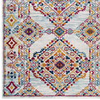 Modway - Entourage Réseau floral vieilli de Khalida Tapis de comédie 8 pi l x 10 pi L - Ivoire Bleu Orange Jaune Rouge-Polypropylène 100% Frise