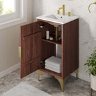 Modway - Daylight 18" Vanette de salle de bain - Noyer blanc-Trous centraux de 8"