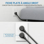 ShoppingAll - Huntkey parasurtenseur multiprise avec 6 prises et 2 ports USB – 4 pi – noir-Cordon prolongateur tressé durable de calibre 14 AWG avec fiche plate inclinée à 45° pour une installation pratique derrière les meubles et dans les espaces restreints, sans bloquer les prises voisines