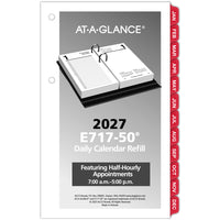 AT-A-GLANCE – Recharge de calendrier de bureau quotidien 2027 avec onglets mensuels 2 pages/jour – 6 po H x 3 1/2 po l – anglais-Format des pages : 6 po H x 3 1/2 po l