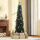 HOMCOM - Sapin de Noël artificiel 6' forme crayon - intérieur maison - vert-Le sapin de Noël au crayon est spécial et frais 
