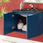 Modway - Maybelle 24" Vanité de salle de bain murale - Noir marine-Construction en mélamine