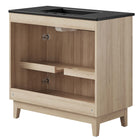 Modway - Miles 36" Vanette de salle de bain - Chêne noir-Pattes en caoutchouc effilées