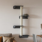 PawHut - Étagère pour chat avec 4 plateformes - grimpeur mural avec 3 poteaux à griffer-L'arbre à chat mural à plusieurs niveaux offre des possibilités d'escalade, de griffades et de détente 