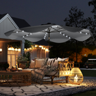 Outsunny - Parasol de patio solaire avec LED et inclinaison - gris foncé-La toile peut être inclinée à 45° des deux côtés pour se protéger du soleil couchant
