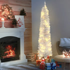 HOMCOM - Sapin de Noël artificiel illuminé forme crayon 1 - 8 m 395 branches-Conception des sections et ouverture automatique des succursales pour une configuration rapide 