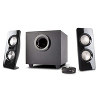 Cyber Acoustics - CA-3350 Système haut-parleurs Curve Storm 2.1 avec boîtier de commande-Système de haut-parleurs amplifiés 2.1 avec haut-parleurs satellites haute efficacité de 2 po, woofer de 4 po et un boîtier de commande