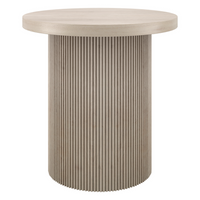 Hudson&Canal - Table d'appoint ronde cannelée Isa de 56 cm de large, couleur blanc aulne-Un design scandinave à la fois moderne et classique pour votre salon, votre bureau et plus encore