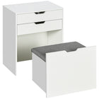HOMCOM - Coiffeuse avec miroir rabattable et tabouret rembourré - 23,6 po L x 15,7 po l x 44,9 po H - blanc-Ensemble composé d'une coiffeuse, d'un miroir et d'un tabouret 