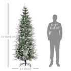 HOMCOM - Sapin de Noël artificiel 7 - 5' forme crayon enneigé-La forme en crayon ne prend pas beaucoup de place sur le sol ou sur la table, ce qui convient aux petites pièces ou à un deuxième arbre de Noël dans une entrée 