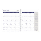 Blueline - 2027 Agenda mensuel DuraGlobe avec reliure à double spirale et couverture semi-flexible – 8 7/8 po x 7 1/8 po – bilingue-Calendrier du mois passé, courrant et des 3 mois suivants sur chaque page double