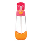 b.box - Bouteille Tritan - 600ml - Milkshake à la Fraise-Paille anti-fuites et poignée robuste pour l’école et les sorties