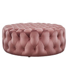 Modway - Amour Gros rond à boutons touffés Performance Velvet Ottoman - Rose poussiéreuse-Capacité de poids de l’ottoman : 330 lb