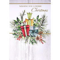 Mill Brook Studio - Cartes de souhaits Noël / Enveloppes - 5-3/8 po x 7-3/4 po - Joyeux Noël: Cadeaux sur une couronne - Paquet de 18-Cartes de souhaits qualité boutique