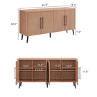 Manhattan Comfort - Jodie 64,6 po Buffet Moderne d’Inspiration Mid-Century - Érable-Comprend 8 étagères cachées réglables