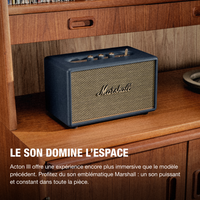 Marshall - Acton III Haut-parleur Bluetooth sans fil - Bleu nuit-Son qui remplit la pièce : Acton III offre une scène sonore encore plus large que son prédécesseur, produisant le son signature de Marshall qui remplit la pièce et a été repensé pour une expérience plus immersive. Cette nouvelle génération d’Acton est dotée de tweeters orientés vers l’extérieur et de guides d’ondes améliorés qui offrent un son constamment puissant et uniforme, si large qu’il vous suit partout dans la pièce. Acton III est égale