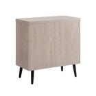 Manhattan Comfort - Jodie 31,1 po Buffet d’Appoint Style Mid-Century Modern - Chêne Blanchi-Pieds en métal évasés pour la mode et la durabilité