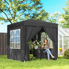 Outsunny - Tente auvent pliante 6.6 pi l x 6.6 pi L pour extérieur - jardin - patio - Noir-Structure en acier avec revêtement en poudre et finition blanche pour une utilisation durable