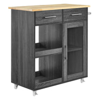 Modway - Culinary Chariot de cuisine avec barre à serviettes, Charbon naturel-Chariot de cuisine moderne