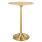 Modway - Lippa 28 po Naturel rond Bois Bar Table, Or Naturel-Table de bar moderne
