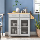 Modway - Cuisine Chariot de cuisine, Gris clair naturel-Panneau de particules et papier stratifié