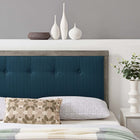 Modway - Draper Touffe Tissu et bois Tête de lit Queen, Gris azur-Bois d’hévéa et placage MDF