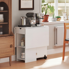 HOMCOM - Table à manger pliante à abattant avec tiroir et étagères de rangement pour 4-6 - blanc-La surface recouverte de mélamine est facile à nettoyer 