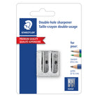 Staedtler - Taille-crayons métal à double orifice - argent-Pour crayons de couleur et graphite standards et surdimensionnés