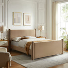 Modway - Rael Performance Velvet Lit plateforme Queen, Taupe-Système de soutien en lattes de bois