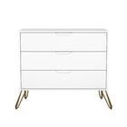 Manhattan Comfort - Avira 35" commode 3 tiroirs style mid-century modern - blanc-Commode à trois tiroirs aux lignes épurées avec une finition en stratifié doux pour un aspect moderne et chaleureux