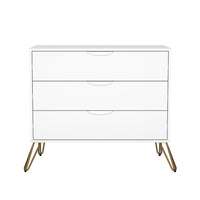 Manhattan Comfort - Avira 35" commode 3 tiroirs style mid-century modern - blanc-Commode à trois tiroirs aux lignes épurées avec une finition en stratifié doux pour un aspect moderne et chaleureux
