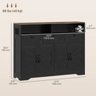 HOMCOM - Buffet de rangement 47,2 po L - noir-Charme rustique de ferme accentué par le design de la porte de grange 