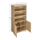 Manhattan Comfort - Ensemble de 2 bibliothèques-armoires Sheridan 80 cm style mid-century modern, coloris naturel-Comprend 2 portes à fermeture douce avec 4 compartiments dissimulés et 3 étagères ouvertes