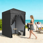 Outsunny - Tente auvent pliante compacte 5 pi l x 5 pi L - Auvent d'intimité portable UPF50+ - Noir-Tissu Oxford 210D ignifuge avec double revêtement argenté et PU, offrant une protection solaire UPF50+