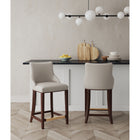 Manhattan Comfort - Shubert tabouret de comptoir moderne en similicuir 22,64" - gris clair - lot de 2-Cadre en bois de hêtre massif avec une finition foncée riche - dispose d’une plaque de pied en métal doré