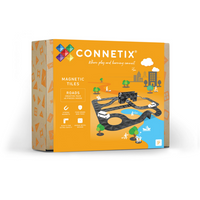 Connetix - Routes Pack Créatif, Contenant 48 Pièces-Ensemble de 48 pièces - Contient 4 x rampes, 4 x virages, 4 x intersections en T, 4 x intersections en R, 20 x petits carrés, 2 x rectangles de 2 carrés, 2 x rectangles de 3 carrés, 4 x quarts de cercle et 4 x petits rectangles