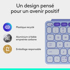 Logitech - Keys-To-Go 2, clavier Bluetooth portable pour tablette avec coque intégrée - Lilac-Largeur de touche de 18 mm, Touches à microcharnières avec course de 1 mm