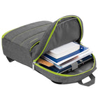 Vangoddy - Sac à dos de voyage léger et décontracté pour ordinateur portable 15 pouces - Gris/Vert citron-Poches supplémentaires pour câbles, accessoires et fournitures