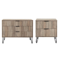 Manhattan Comfort - Dumbo table de chevet moderne à 2 tiroirs et commode à 3 tiroirs - gris rustique - ensemble de 2-Commode de chambre moderne-contemporaine avec une touche de glamour comprenant une commode standard et une table de nuit 2.0