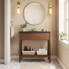 Modway - Zaire 36" Vanette de salle de bain - Noir noyer-Tirs de poignée en métal