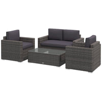Outsunny - Ensemble de meubles de patio de 4 pièces, gris-Ensemble de mobilier d'extérieur moderne détachable de 4 pièces offrant un espace de détente élégant et confortable à son meilleur