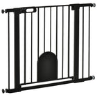 PawHut - Barrière pour animaux de compagnie extra large 30"-41" avec petite porte - 30"L - Noir-Cette barrière de sécurité pour escaliers permet à la porte de s’ouvrir dans les deux sens