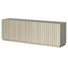 Hudson&Canal - Meuble TV rectangulaire cannelé Marion pour téléviseurs jusqu'à 75 pouces, couleur aulne blanc-La capacité de charge supérieure est de 34 kg. L'étagère du milieu peut supporter 11 kg, tandis que l'étagère inférieure peut supporter 16 kg