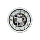 Monarch Specialties - Horloge - 20 po Rond - Mécanisme D'Engrenage - Horloge Murale - Blanc Antique - Transitionnel-Une horloge murale ronde de 20 pouces, tendance et chic, avec un mécanisme à engrenages blanc et bronze unique en son centre pour un look sophistiqué
