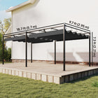 Outsunny - Pergola avec Auvent Rétractable pour Patio - 19 pi x 10 pi - Gris Foncé-La toile coulisse sans effort sur des rails ronds pour un contrôle facile de l’ombre 